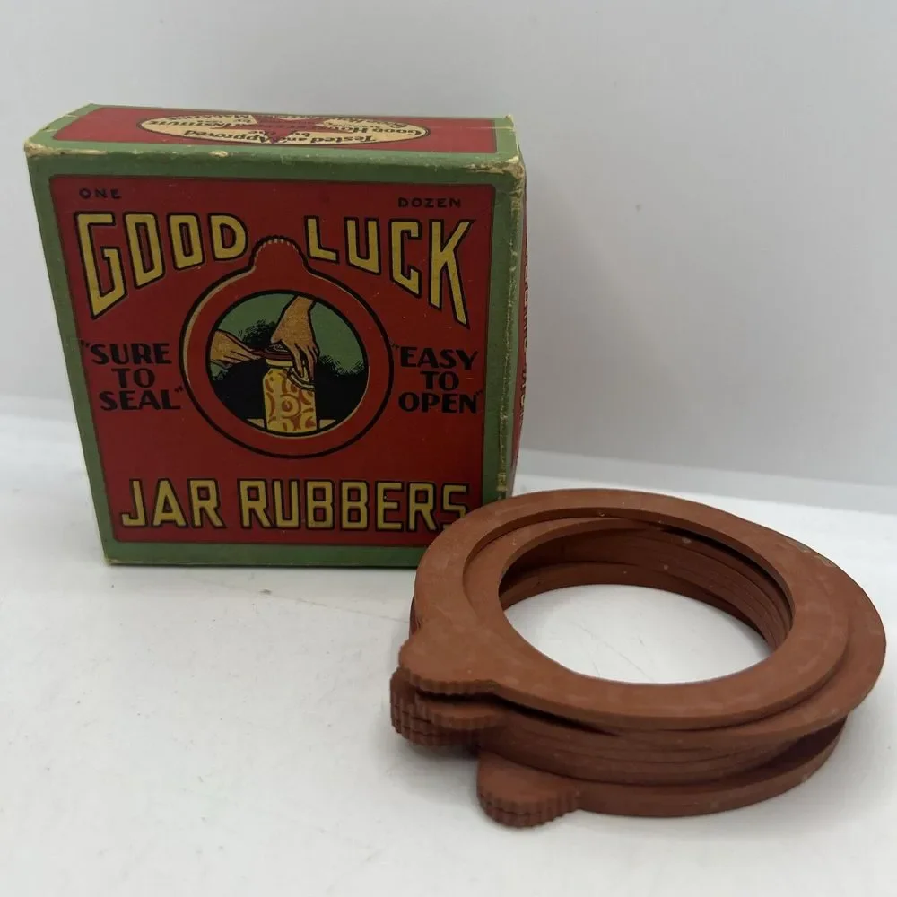 Vintage 1910's Good Luck Jar Rubbers Open Box Only 8 Included